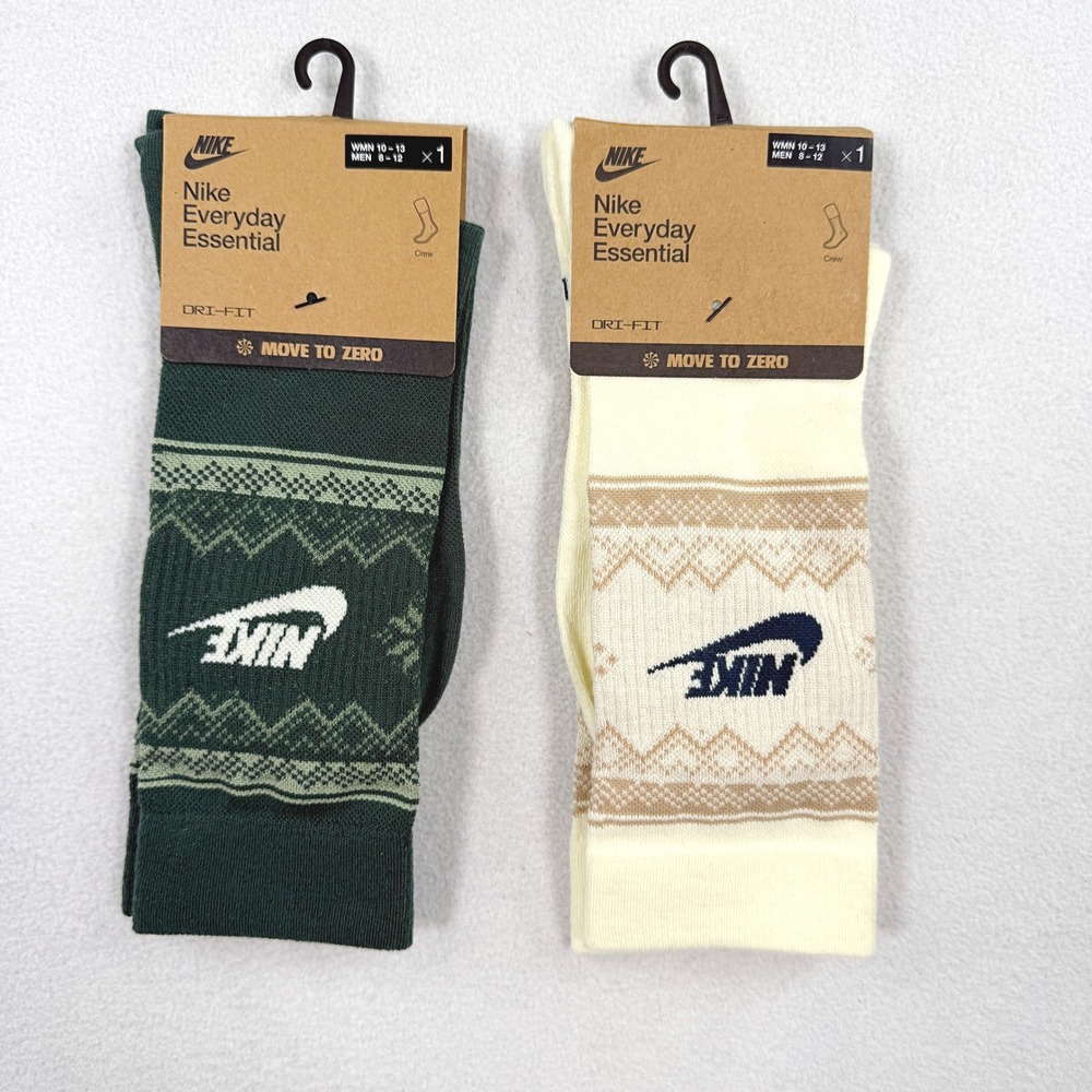Nike Fair Isle Crew Socks 2 Pack / Size L (Mens 8 - 12), (Womens 10-13) / FZ3071